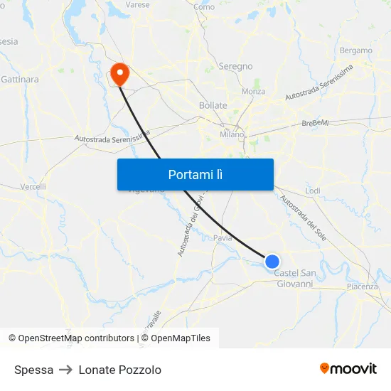 Spessa to Lonate Pozzolo map