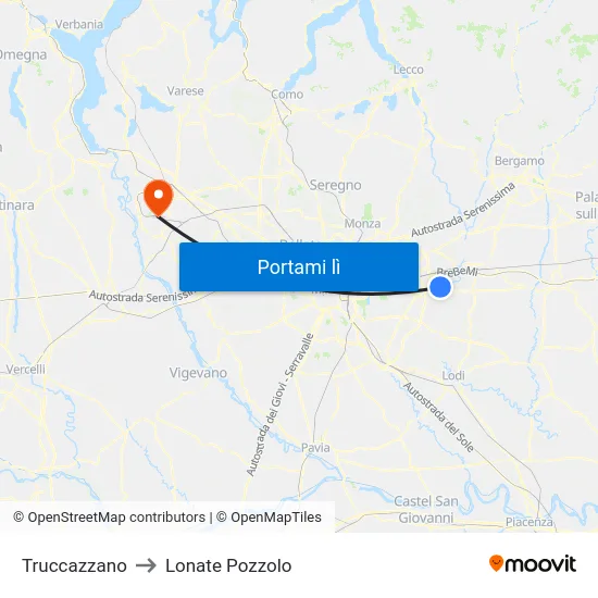 Truccazzano to Lonate Pozzolo map