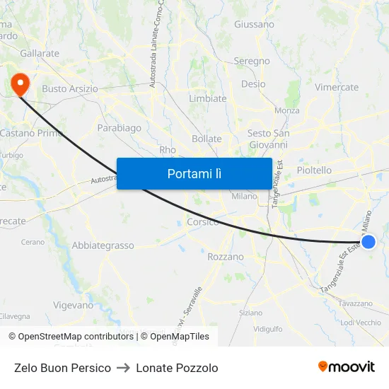 Zelo Buon Persico to Lonate Pozzolo map
