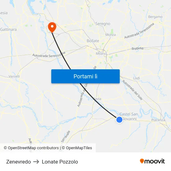 Zenevredo to Lonate Pozzolo map
