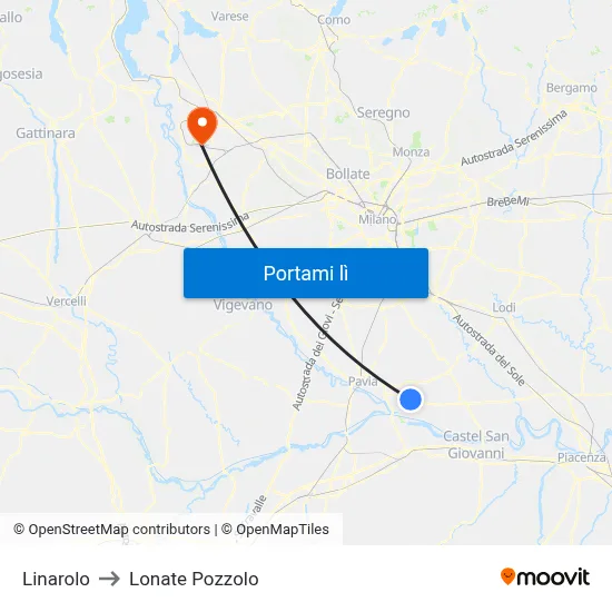 Linarolo to Lonate Pozzolo map