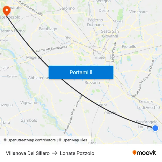Villanova Del Sillaro to Lonate Pozzolo map
