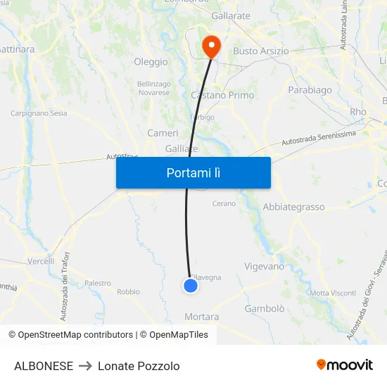 ALBONESE to Lonate Pozzolo map