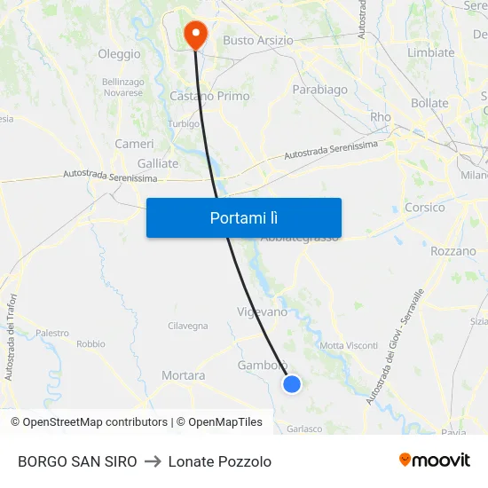 BORGO SAN SIRO to Lonate Pozzolo map