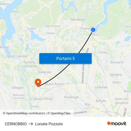 CERNOBBIO to Lonate Pozzolo map