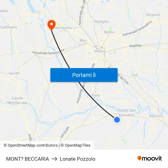 MONT? BECCARIA to Lonate Pozzolo map
