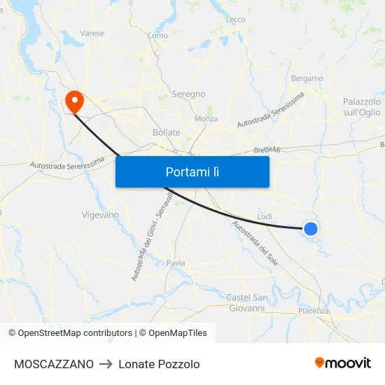 MOSCAZZANO to Lonate Pozzolo map