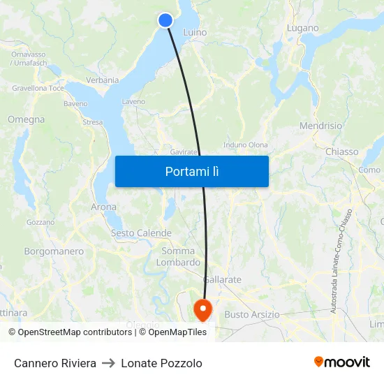 Cannero Riviera to Lonate Pozzolo map