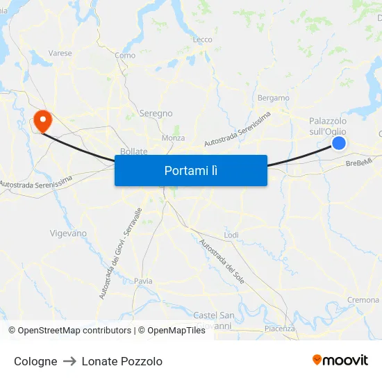 Cologne to Lonate Pozzolo map