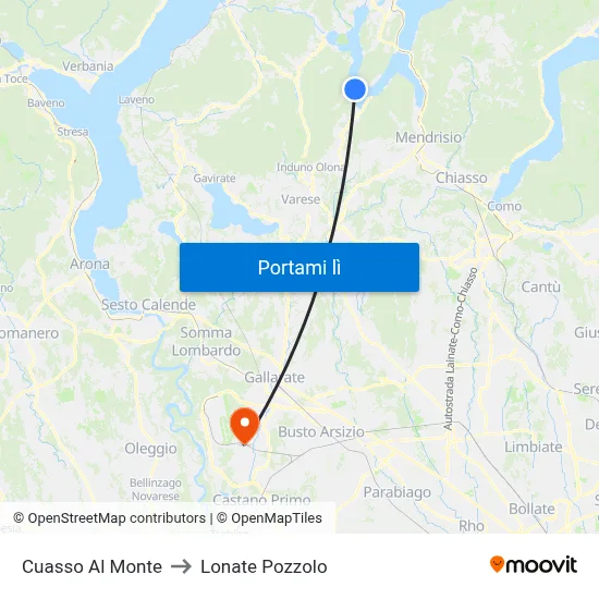 Cuasso Al Monte to Lonate Pozzolo map