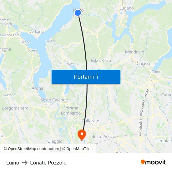 Luino to Lonate Pozzolo map