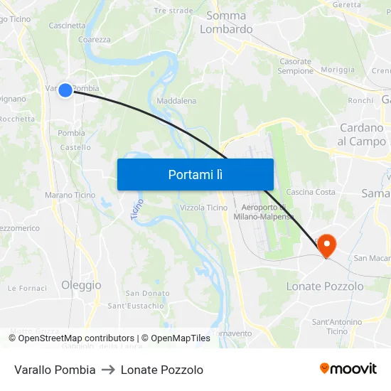 Varallo Pombia to Lonate Pozzolo map