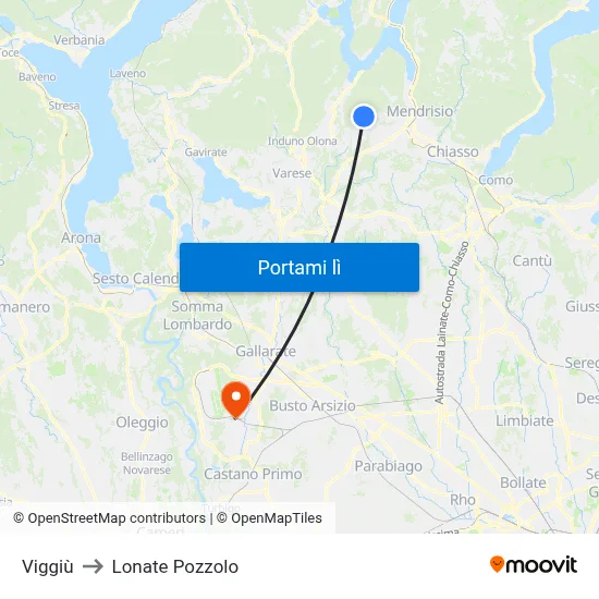 Viggiù to Lonate Pozzolo map