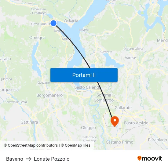 Baveno to Lonate Pozzolo map