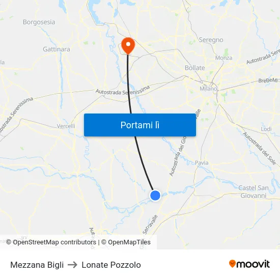 Mezzana Bigli to Lonate Pozzolo map