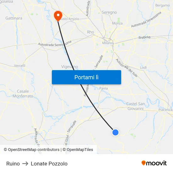 Ruino to Lonate Pozzolo map