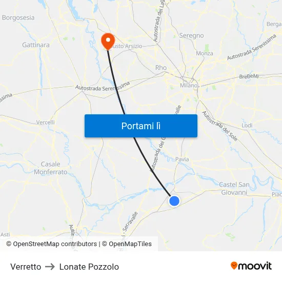 Verretto to Lonate Pozzolo map