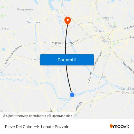 Pieve Del Cairo to Lonate Pozzolo map