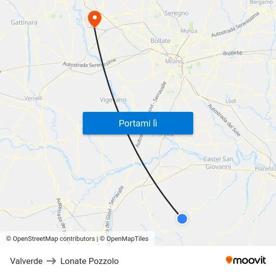Valverde to Lonate Pozzolo map
