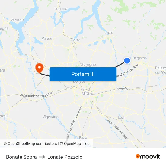 Bonate Sopra to Lonate Pozzolo map