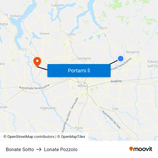 Bonate Sotto to Lonate Pozzolo map