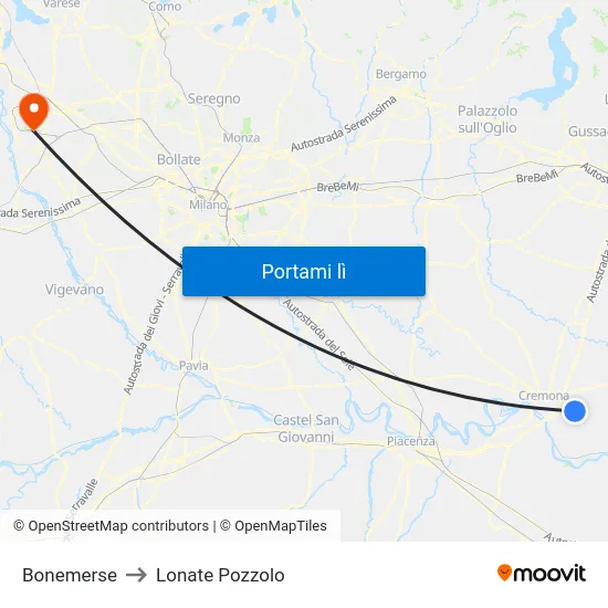Bonemerse to Lonate Pozzolo map