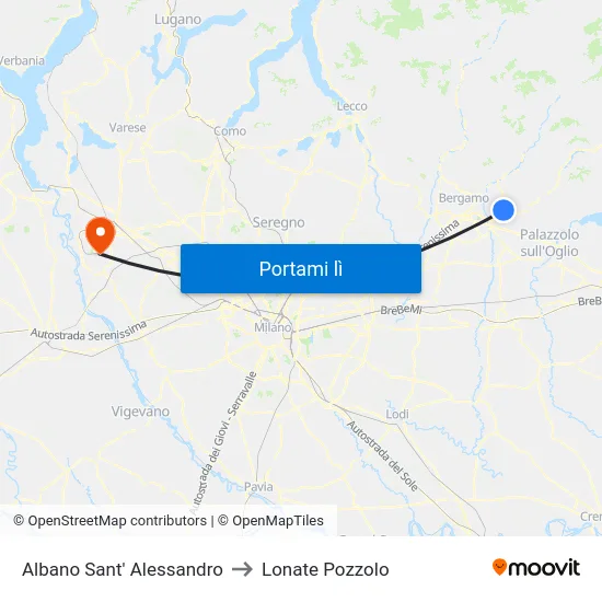 Albano Sant' Alessandro to Lonate Pozzolo map