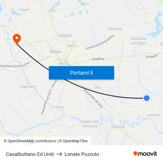 Casalbuttano Ed Uniti to Lonate Pozzolo map