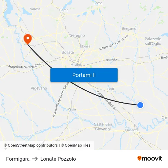 Formigara to Lonate Pozzolo map