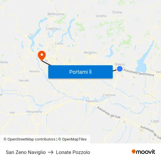 San Zeno Naviglio to Lonate Pozzolo map