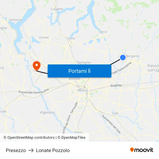 Presezzo to Lonate Pozzolo map