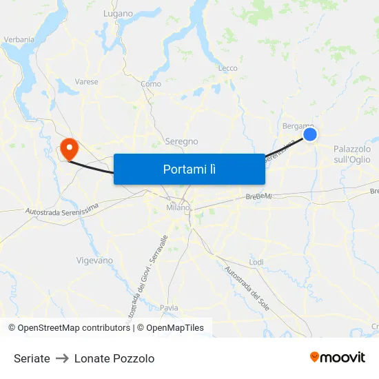 Seriate to Lonate Pozzolo map