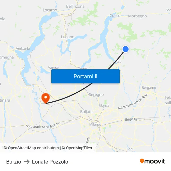 Barzio to Lonate Pozzolo map