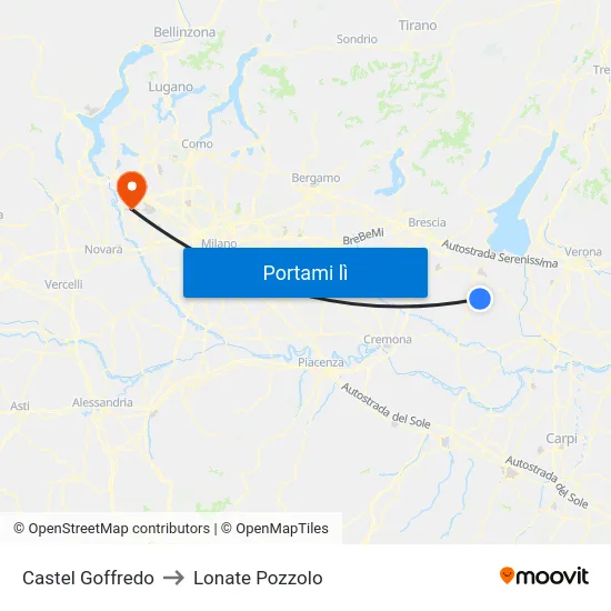 Castel Goffredo to Lonate Pozzolo map