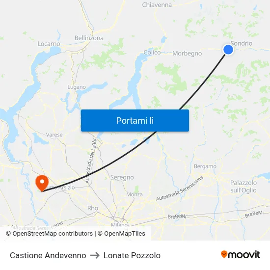 Castione Andevenno to Lonate Pozzolo map