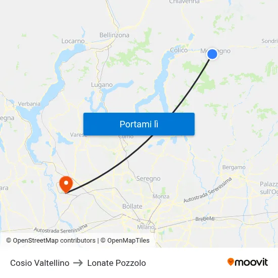 Cosio Valtellino to Lonate Pozzolo map