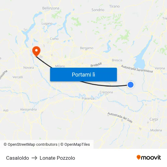 Casaloldo to Lonate Pozzolo map