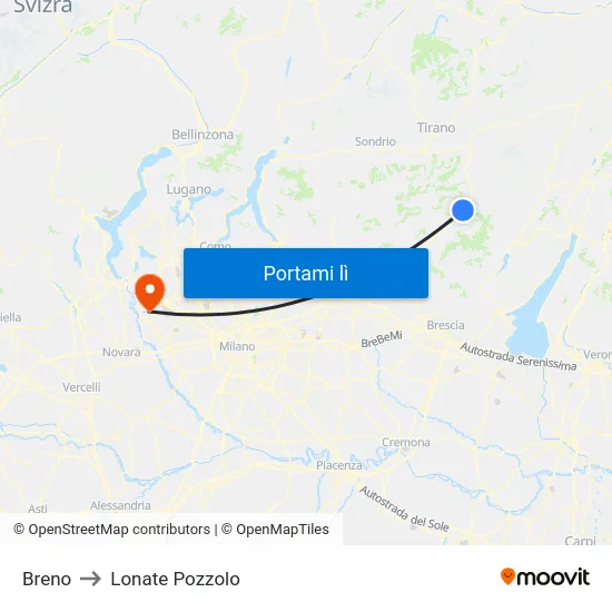 Breno to Lonate Pozzolo map