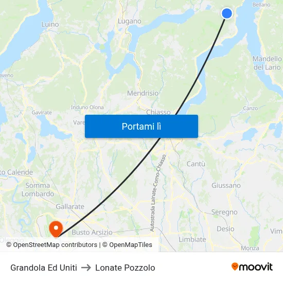 Grandola Ed Uniti to Lonate Pozzolo map