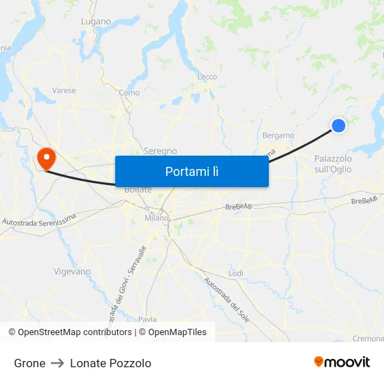 Grone to Lonate Pozzolo map