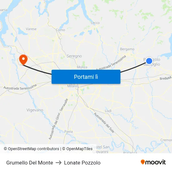 Grumello Del Monte to Lonate Pozzolo map