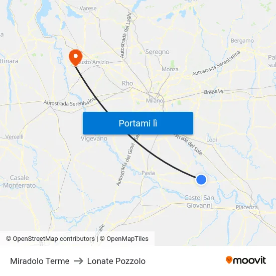 Miradolo Terme to Lonate Pozzolo map