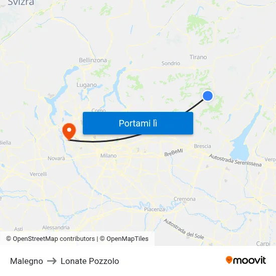 Malegno to Lonate Pozzolo map