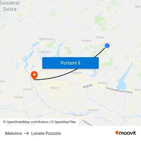 Malonno to Lonate Pozzolo map
