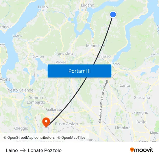 Laino to Lonate Pozzolo map
