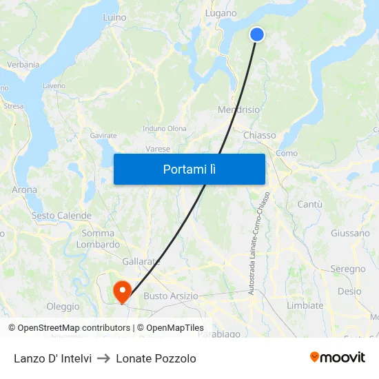 Lanzo D' Intelvi to Lonate Pozzolo map