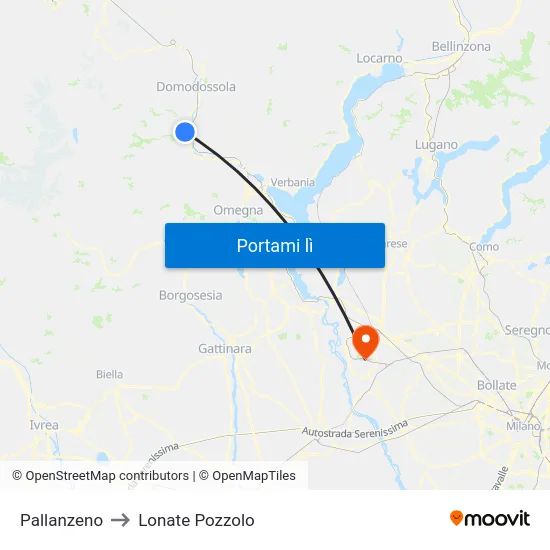 Pallanzeno to Lonate Pozzolo map