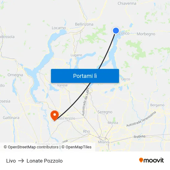 Livo to Lonate Pozzolo map