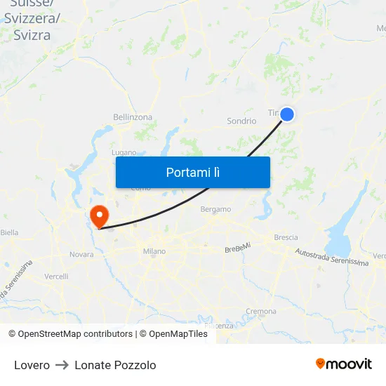 Lovero to Lonate Pozzolo map
