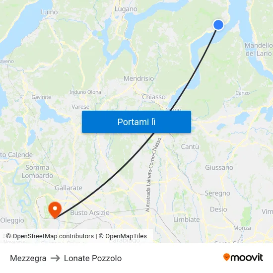 Mezzegra to Lonate Pozzolo map